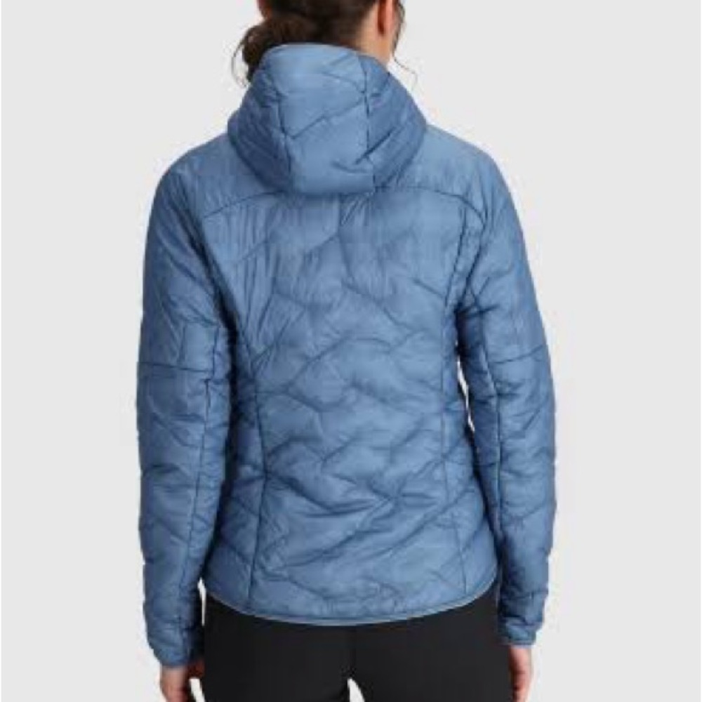 Outdoor Research Women's SuperStrand LT Hoodie Light Blue Puffer Jacket - Picture 7 of 7